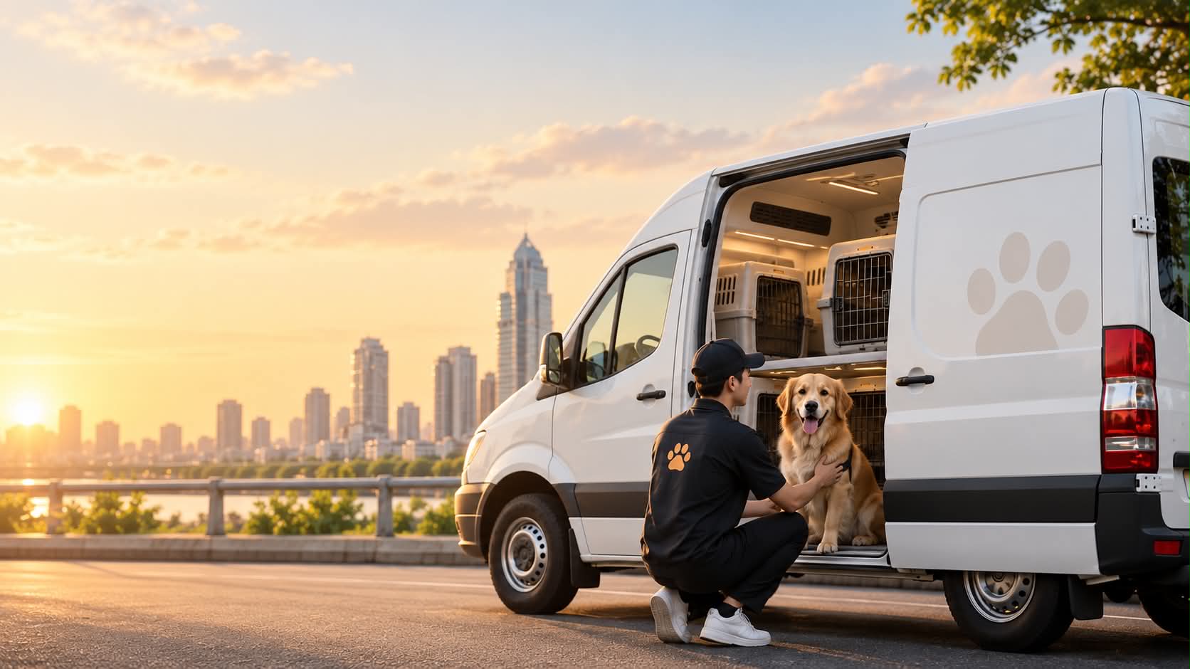 Thú cưng di chuyển an toàn trên xe chuyên dụng